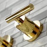 Manhattan KS8122CML Two-Handle 3-Hole Wall Mount Bathroom Faucet, Polished Brass