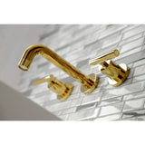 Manhattan KS8122CML Two-Handle 3-Hole Wall Mount Bathroom Faucet, Polished Brass