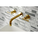 Manhattan KS8122CML Two-Handle 3-Hole Wall Mount Bathroom Faucet, Polished Brass