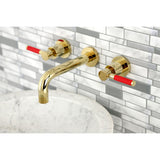 Kaiser KS8122DKL Two-Handle 3-Hole Wall Mount Bathroom Faucet, Polished Brass