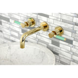 Kaiser KS8122DKL Two-Handle 3-Hole Wall Mount Bathroom Faucet, Polished Brass