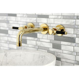 Kaiser KS8122DKL Two-Handle 3-Hole Wall Mount Bathroom Faucet, Polished Brass