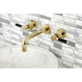 Kaiser KS8122DKL Two-Handle 3-Hole Wall Mount Bathroom Faucet, Polished Brass