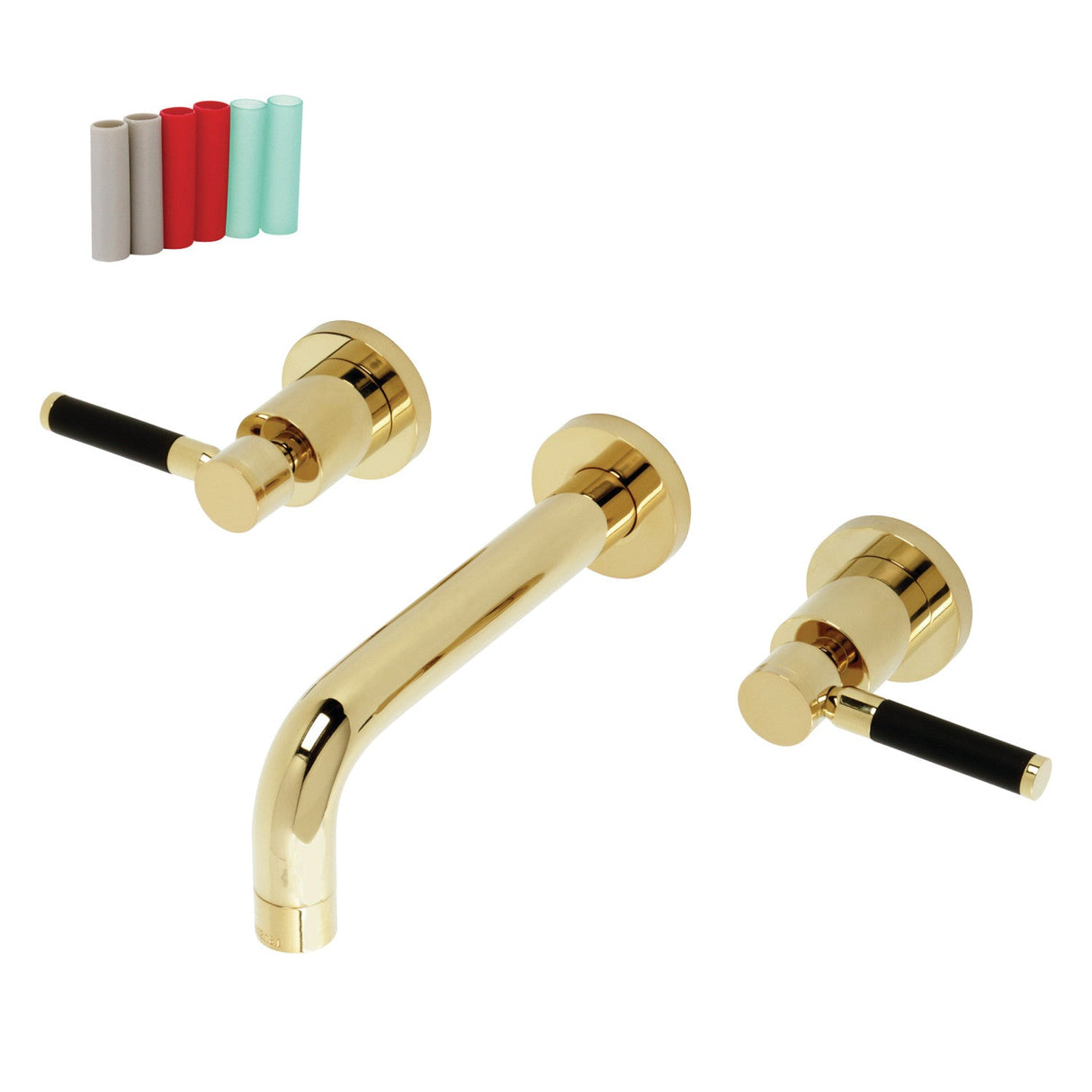 Kaiser KS8122DKL Two-Handle 3-Hole Wall Mount Bathroom Faucet, Polished Brass