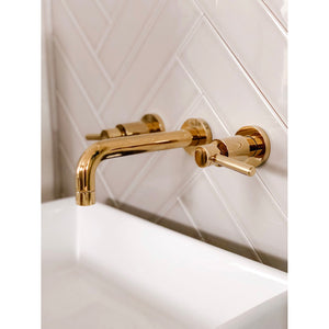 Concord KS8122DL Two-Handle 3-Hole Wall Mount Bathroom Faucet, Polished Brass