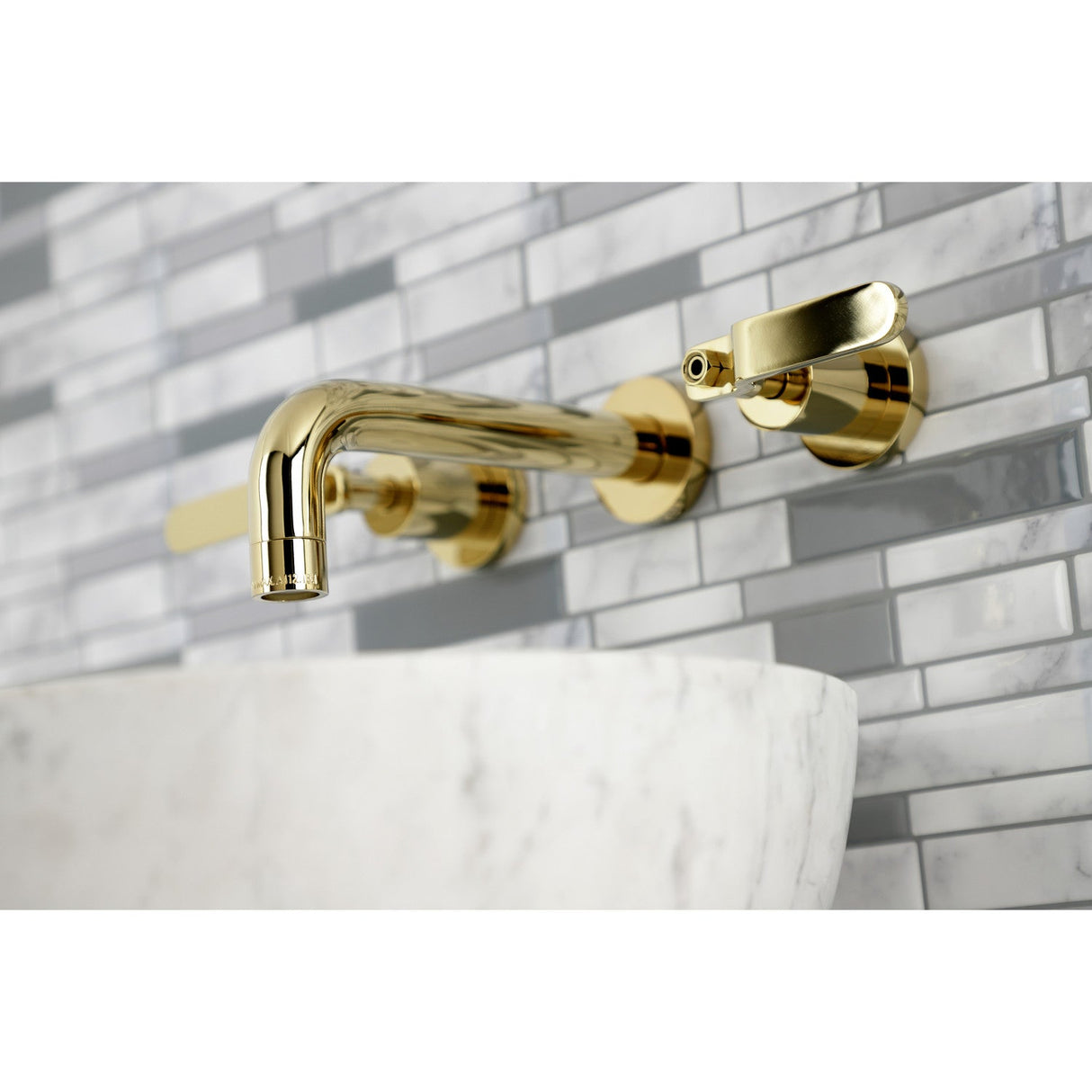 Whitaker KS8122KL Two-Handle 3-Hole Wall Mount Bathroom Faucet, Polished Brass