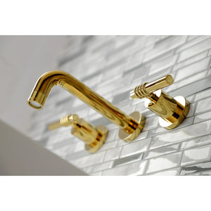 Milano KS8122ML Two-Handle 3-Hole Wall Mount Bathroom Faucet, Polished Brass