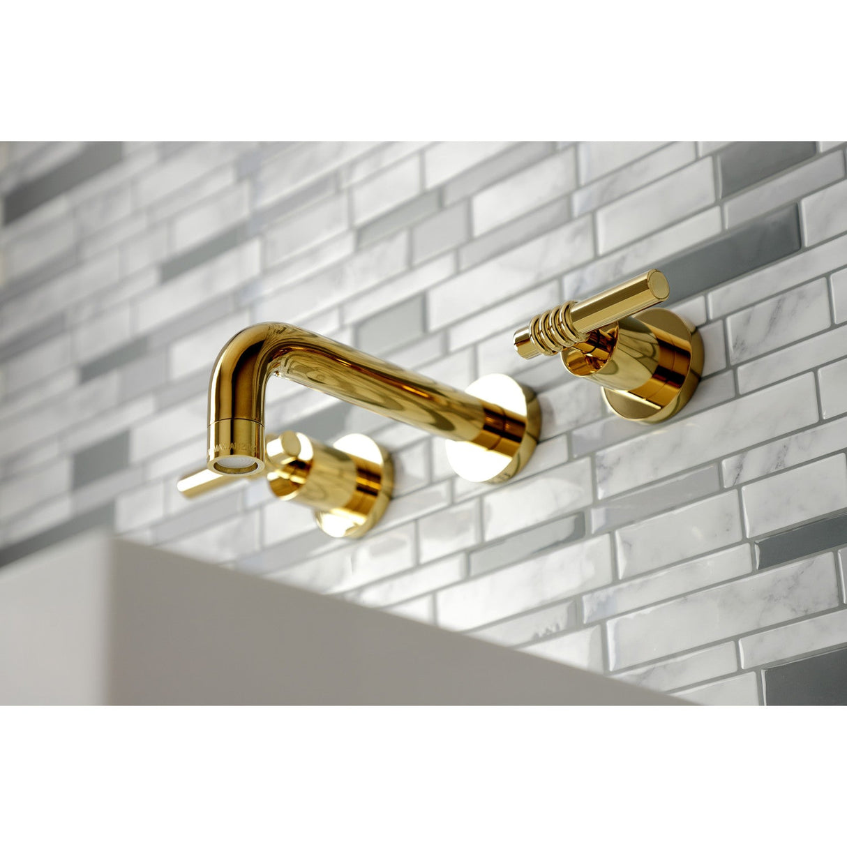 Milano KS8122ML Two-Handle 3-Hole Wall Mount Bathroom Faucet, Polished Brass