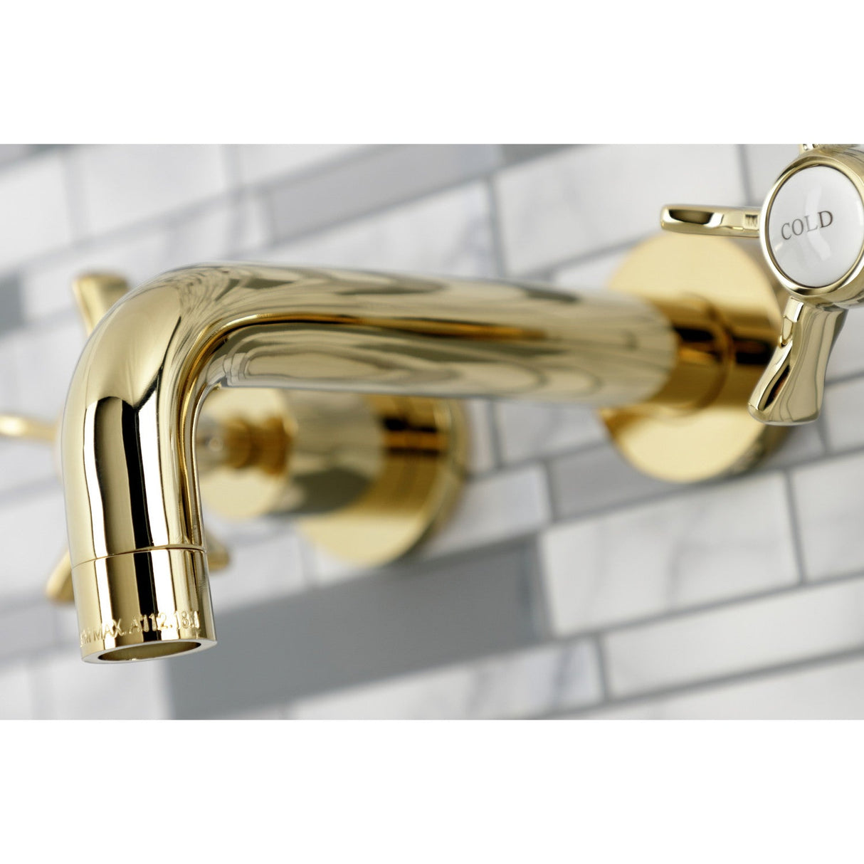 Hamilton KS8122NX Two-Handle 3-Hole Wall Mount Bathroom Faucet, Polished Brass