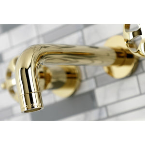 Belknap KS8122RX Two-Handle 3-Hole Wall Mount Bathroom Faucet, Polished Brass