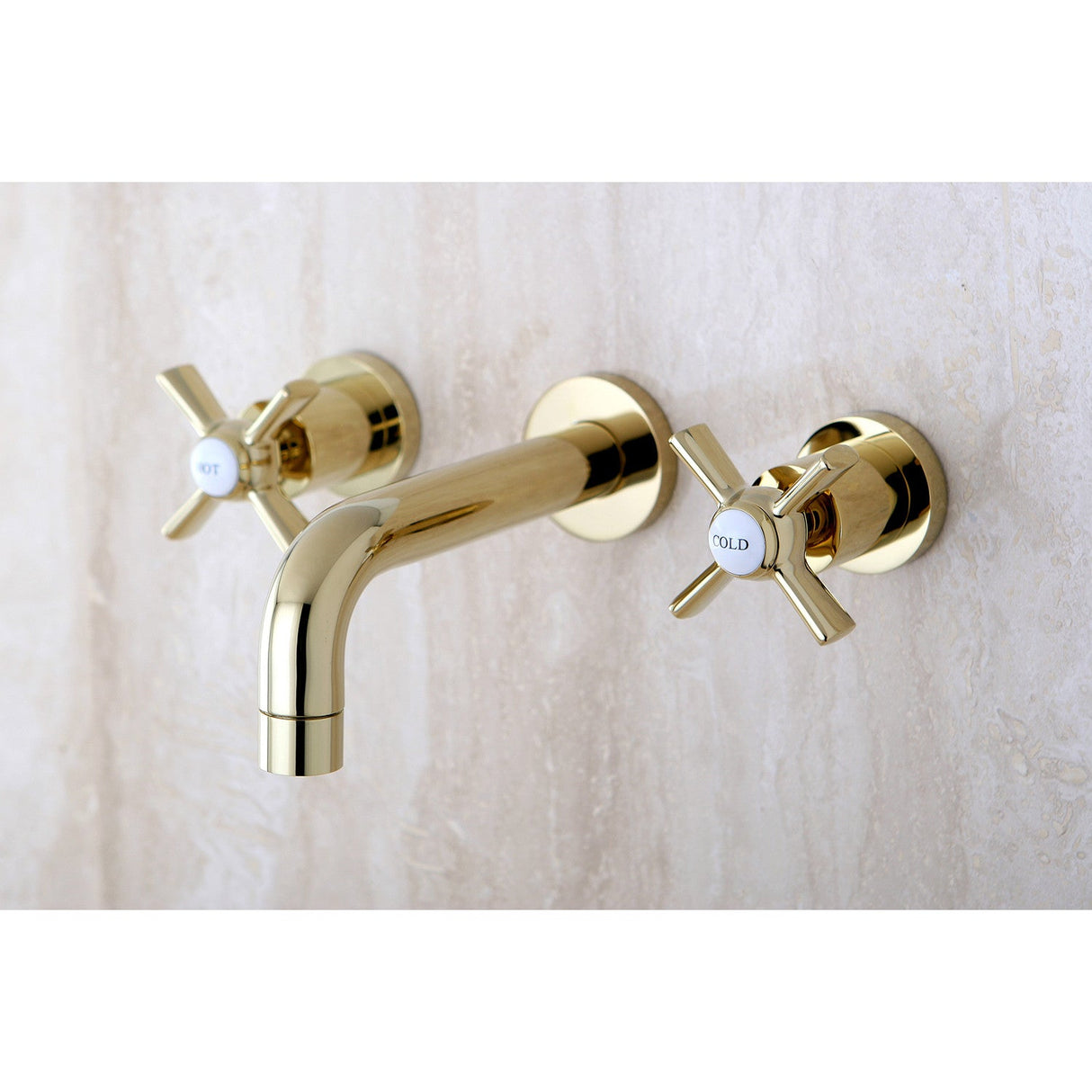 Millennium KS8122ZX Two-Handle 3-Hole Wall Mount Bathroom Faucet, Polished Brass