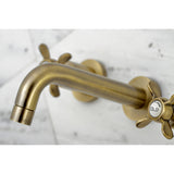 Essex KS8123BEX Two-Handle 3-Hole Wall Mount Bathroom Faucet, Antique Brass