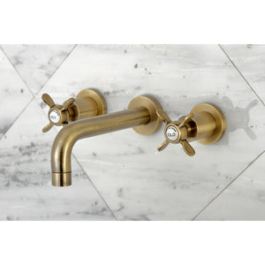 Essex KS8123BEX Two-Handle 3-Hole Wall Mount Bathroom Faucet, Antique Brass
