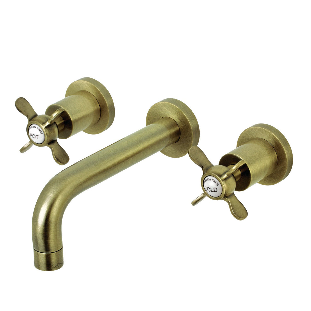 Essex KS8123BEX Two-Handle 3-Hole Wall Mount Bathroom Faucet, Antique Brass