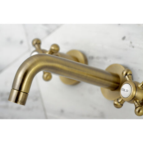 Metropolitan KS8123BX Two-Handle 3-Hole Wall Mount Bathroom Faucet, Antique Brass