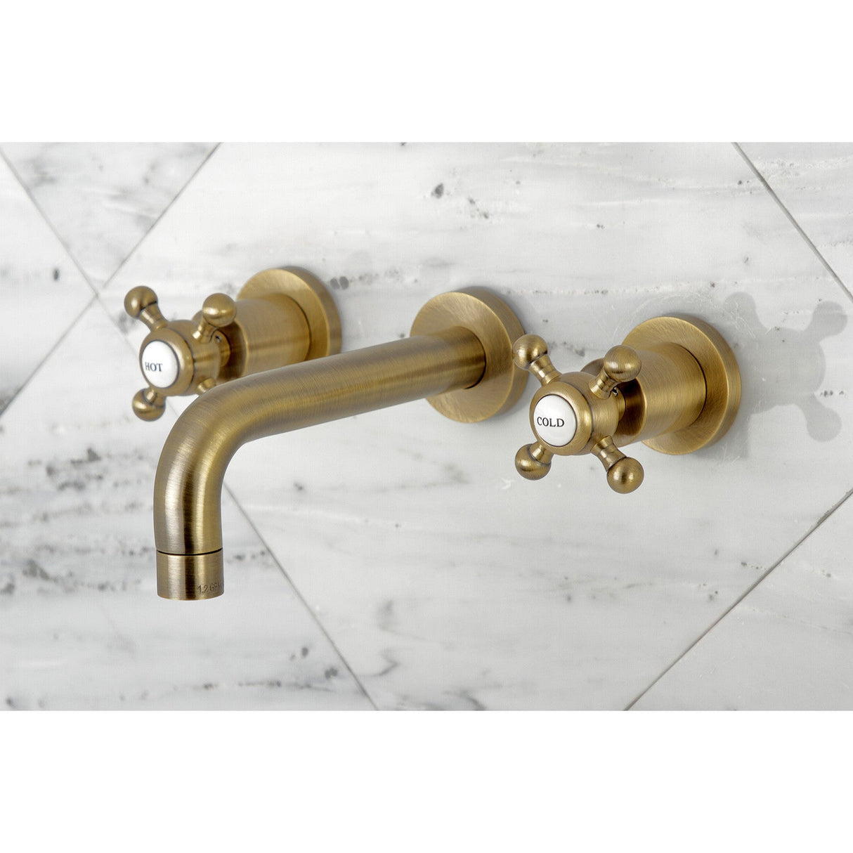 Metropolitan KS8123BX Two-Handle 3-Hole Wall Mount Bathroom Faucet, Antique Brass