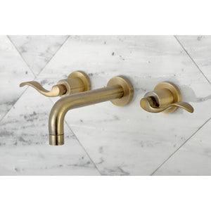 NuWave KS8123DFL Two-Handle 3-Hole Wall Mount Bathroom Faucet, Antique Brass