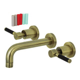 Kaiser KS8123DKL Two-Handle 3-Hole Wall Mount Bathroom Faucet, Antique Brass