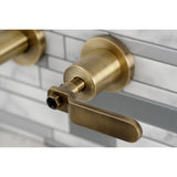 Whitaker KS8123KL Two-Handle 3-Hole Wall Mount Bathroom Faucet, Antique Brass