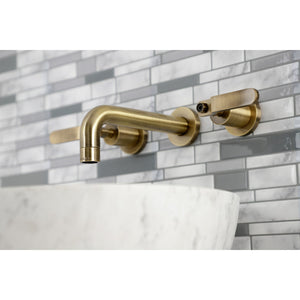 Whitaker KS8123KL Two-Handle 3-Hole Wall Mount Bathroom Faucet, Antique Brass