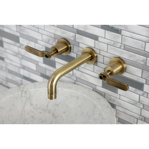 Whitaker KS8123KL Two-Handle 3-Hole Wall Mount Bathroom Faucet, Antique Brass