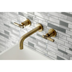 Milano KS8123ML Two-Handle 3-Hole Wall Mount Bathroom Faucet, Antique Brass