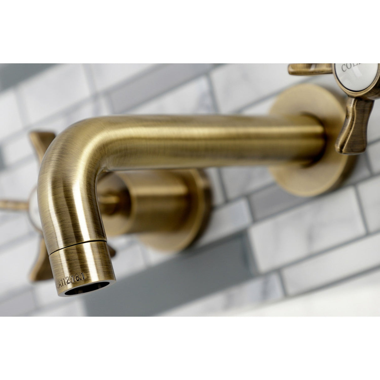 Hamilton KS8123NX Two-Handle 3-Hole Wall Mount Bathroom Faucet, Antique Brass