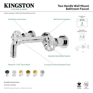 Belknap KS8123RX Two-Handle 3-Hole Wall Mount Bathroom Faucet, Antique Brass