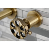 Belknap KS8123RX Two-Handle 3-Hole Wall Mount Bathroom Faucet, Antique Brass