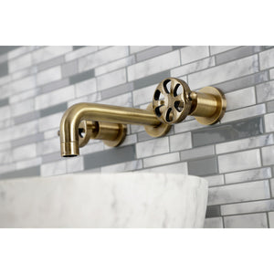 Belknap KS8123RX Two-Handle 3-Hole Wall Mount Bathroom Faucet, Antique Brass