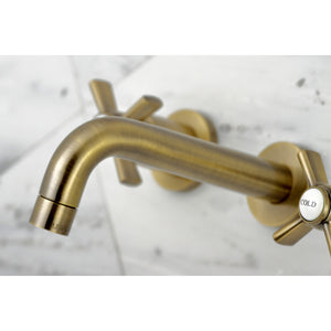 Millennium KS8123ZX Two-Handle 3-Hole Wall Mount Bathroom Faucet, Antique Brass