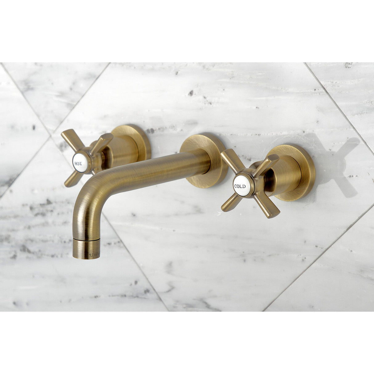 Millennium KS8123ZX Two-Handle 3-Hole Wall Mount Bathroom Faucet, Antique Brass
