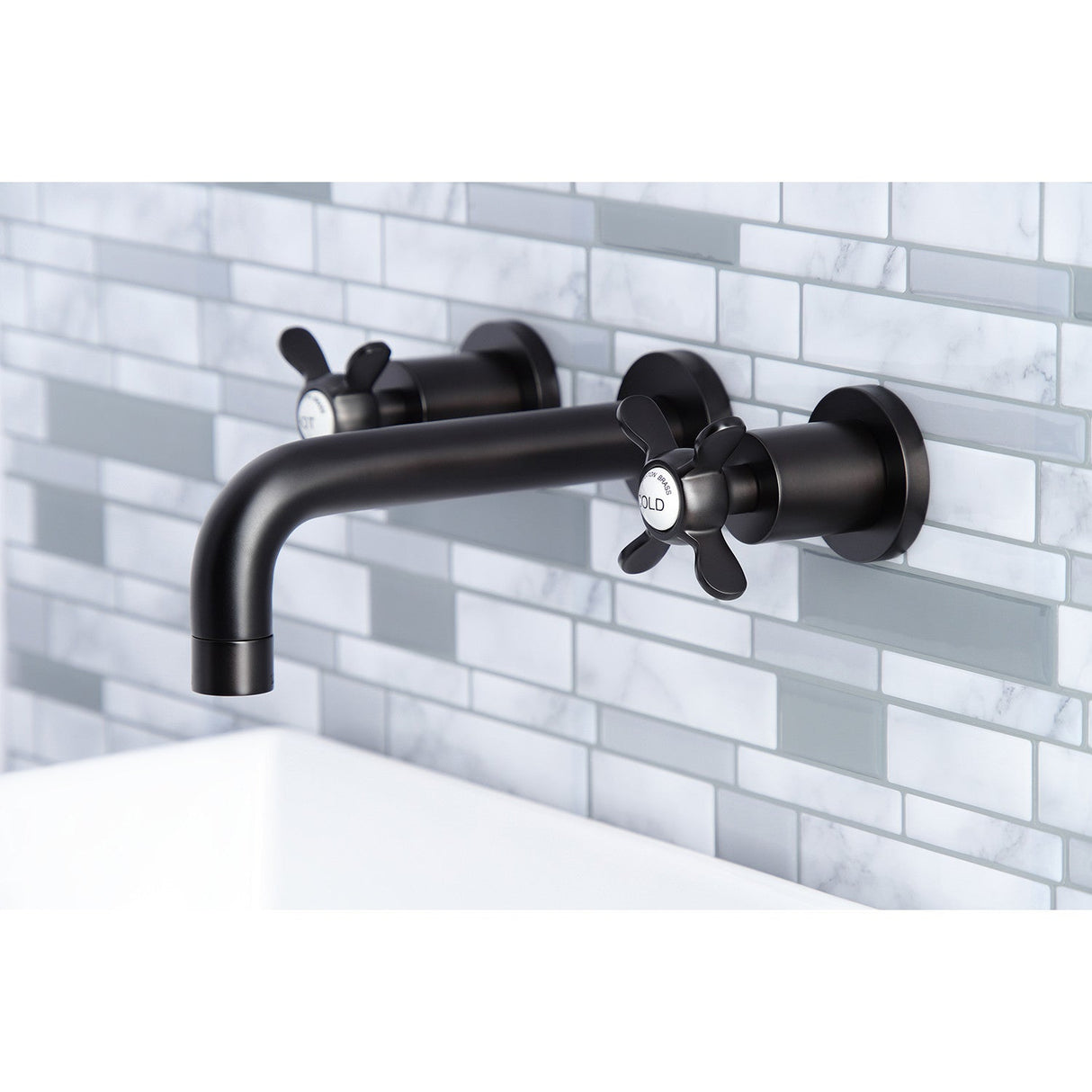 Essex KS8125BEX Two-Handle 3-Hole Wall Mount Bathroom Faucet, Oil Rubbed Bronze