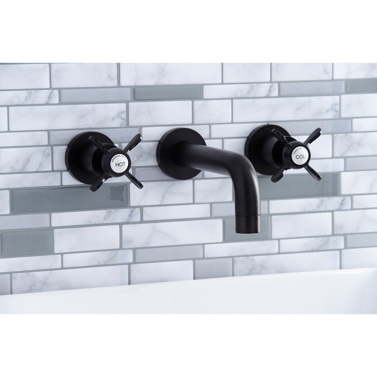 Essex KS8125BEX Two-Handle 3-Hole Wall Mount Bathroom Faucet, Oil Rubbed Bronze