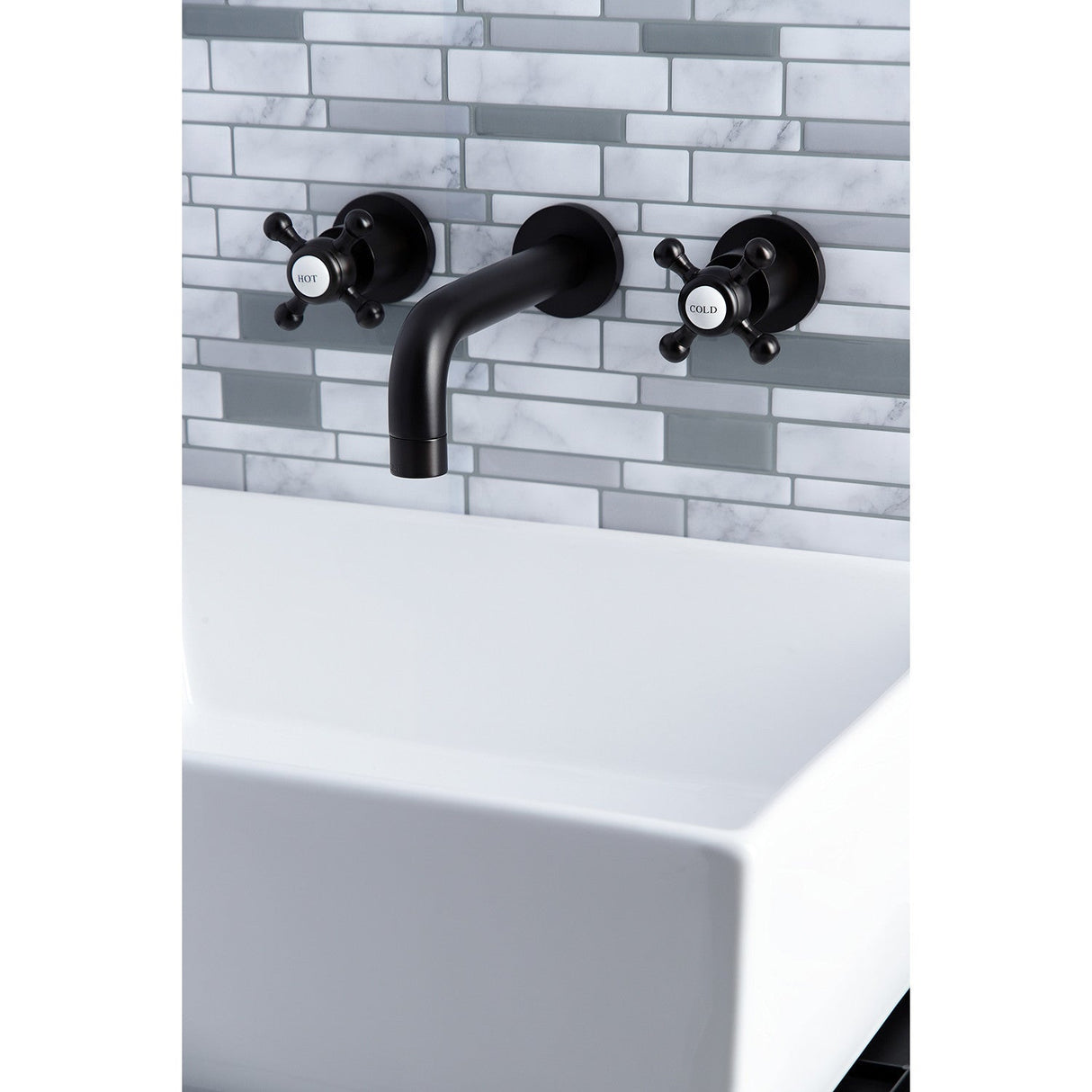 Metropolitan KS8125BX Two-Handle 3-Hole Wall Mount Bathroom Faucet, Oil Rubbed Bronze