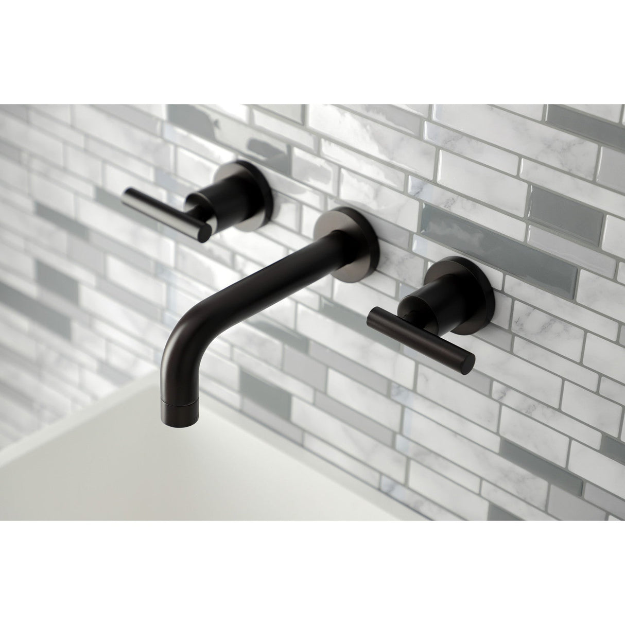 Manhattan KS8125CML Two-Handle 3-Hole Wall Mount Bathroom Faucet, Oil Rubbed Bronze