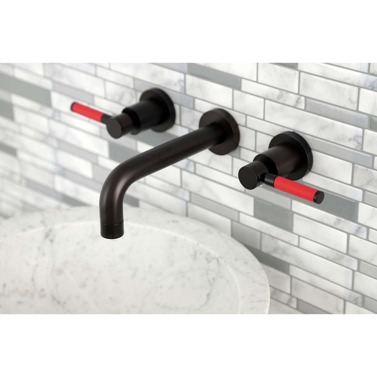 Kaiser KS8125DKL Two-Handle 3-Hole Wall Mount Bathroom Faucet, Oil Rubbed Bronze