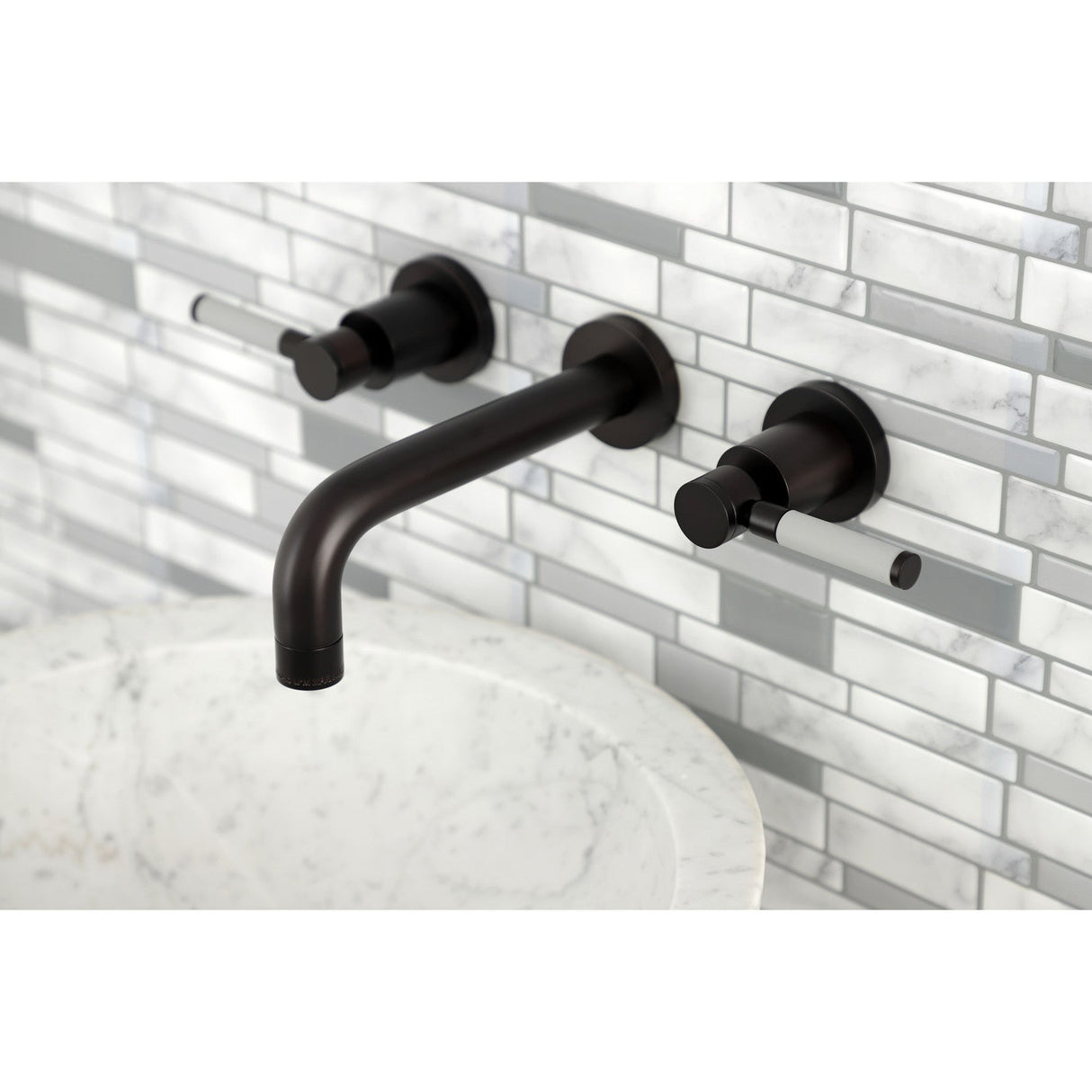 Kaiser KS8125DKL Two-Handle 3-Hole Wall Mount Bathroom Faucet, Oil Rubbed Bronze