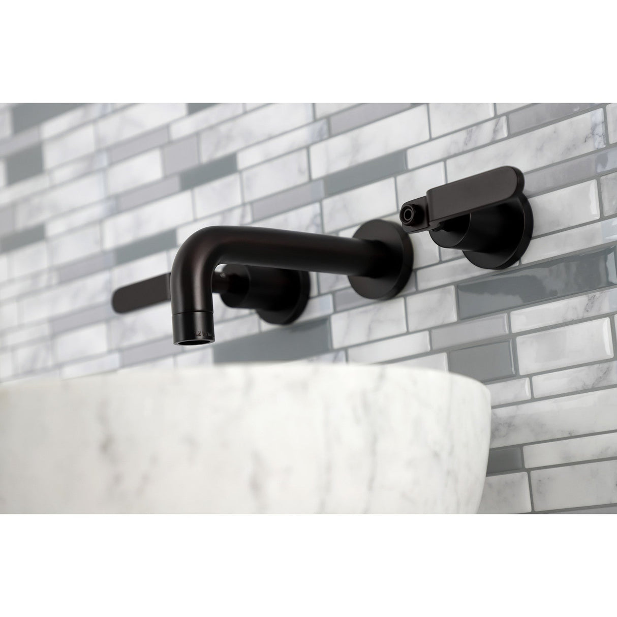 Whitaker KS8125KL Two-Handle 3-Hole Wall Mount Bathroom Faucet, Oil Rubbed Bronze