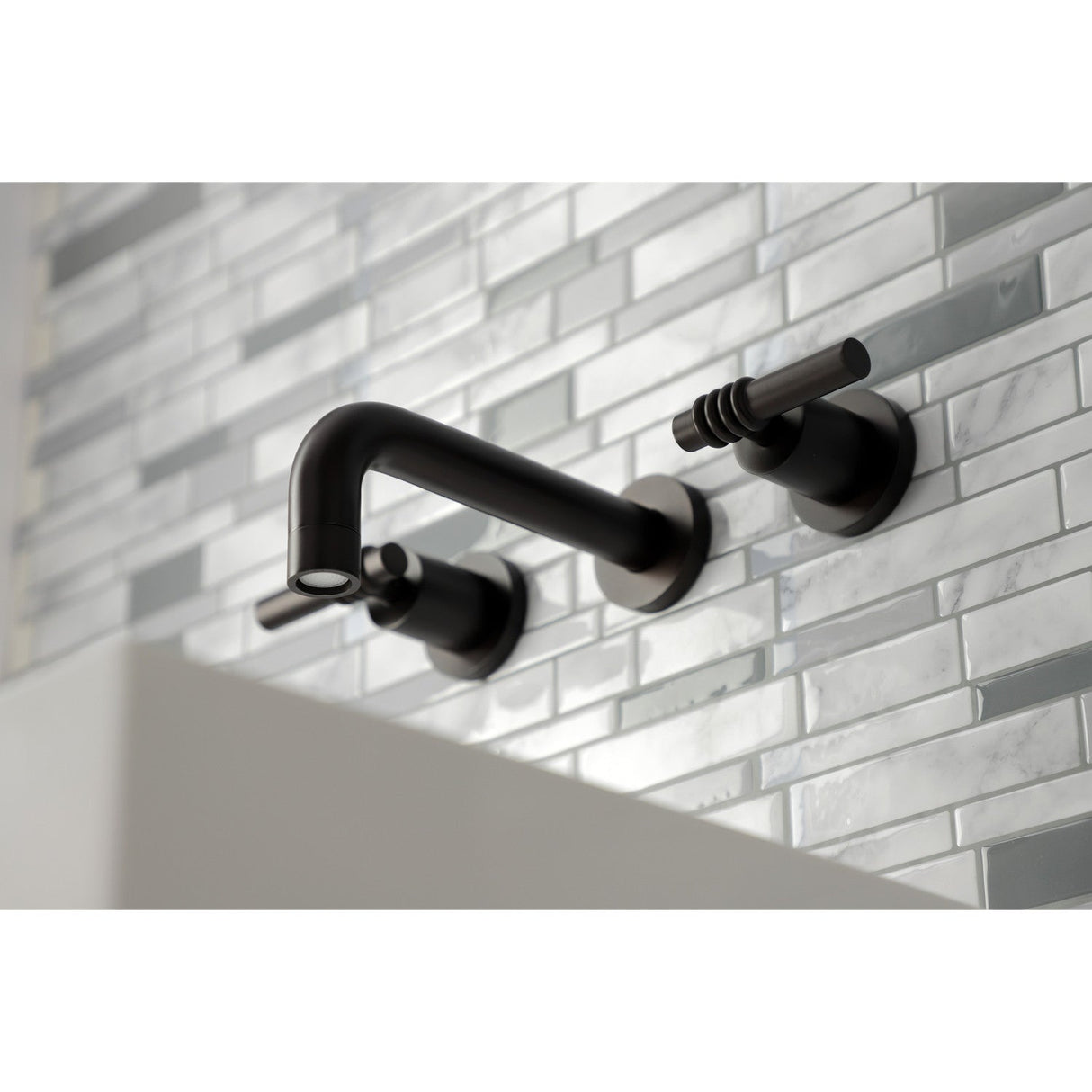 Milano KS8125ML Two-Handle 3-Hole Wall Mount Bathroom Faucet, Oil Rubbed Bronze