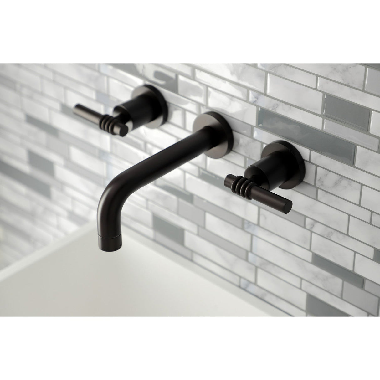 Milano KS8125ML Two-Handle 3-Hole Wall Mount Bathroom Faucet, Oil Rubbed Bronze