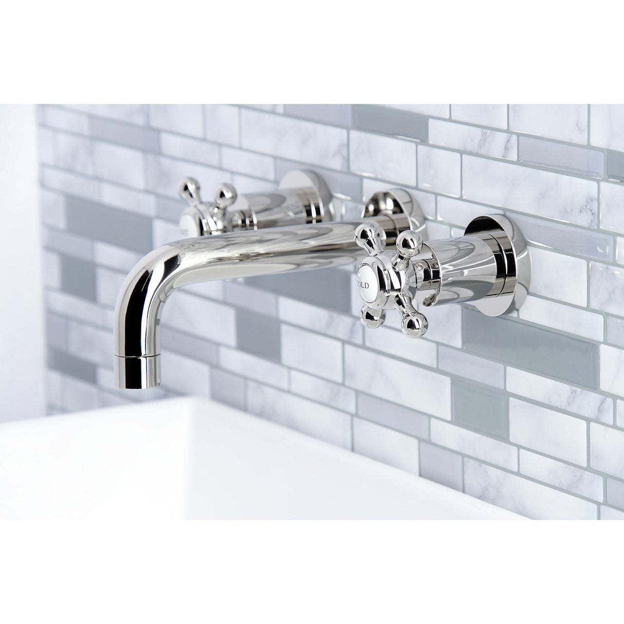 Metropolitan KS8126BX Two-Handle 3-Hole Wall Mount Bathroom Faucet, Polished Nickel