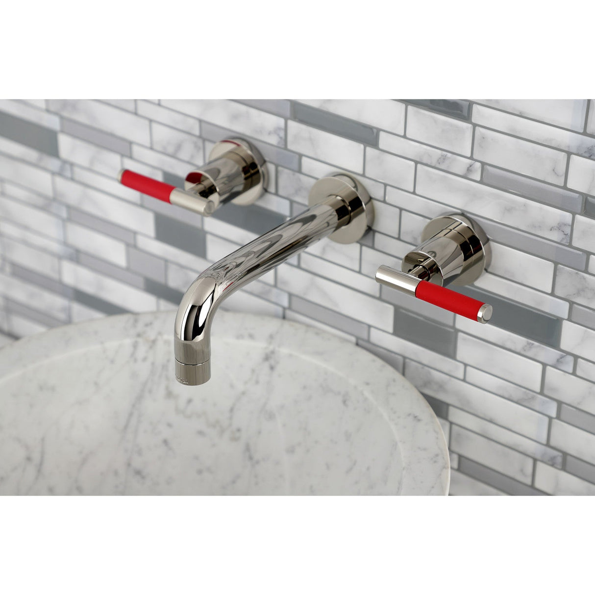 Kaiser KS8126CKL Two-Handle Wall Mount Bathroom Faucet, Polished Nickel