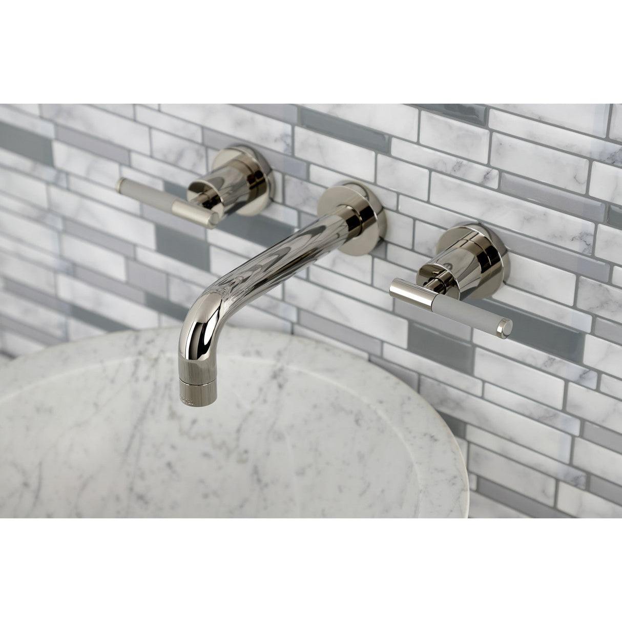 Kaiser KS8126CKL Two-Handle Wall Mount Bathroom Faucet, Polished Nickel