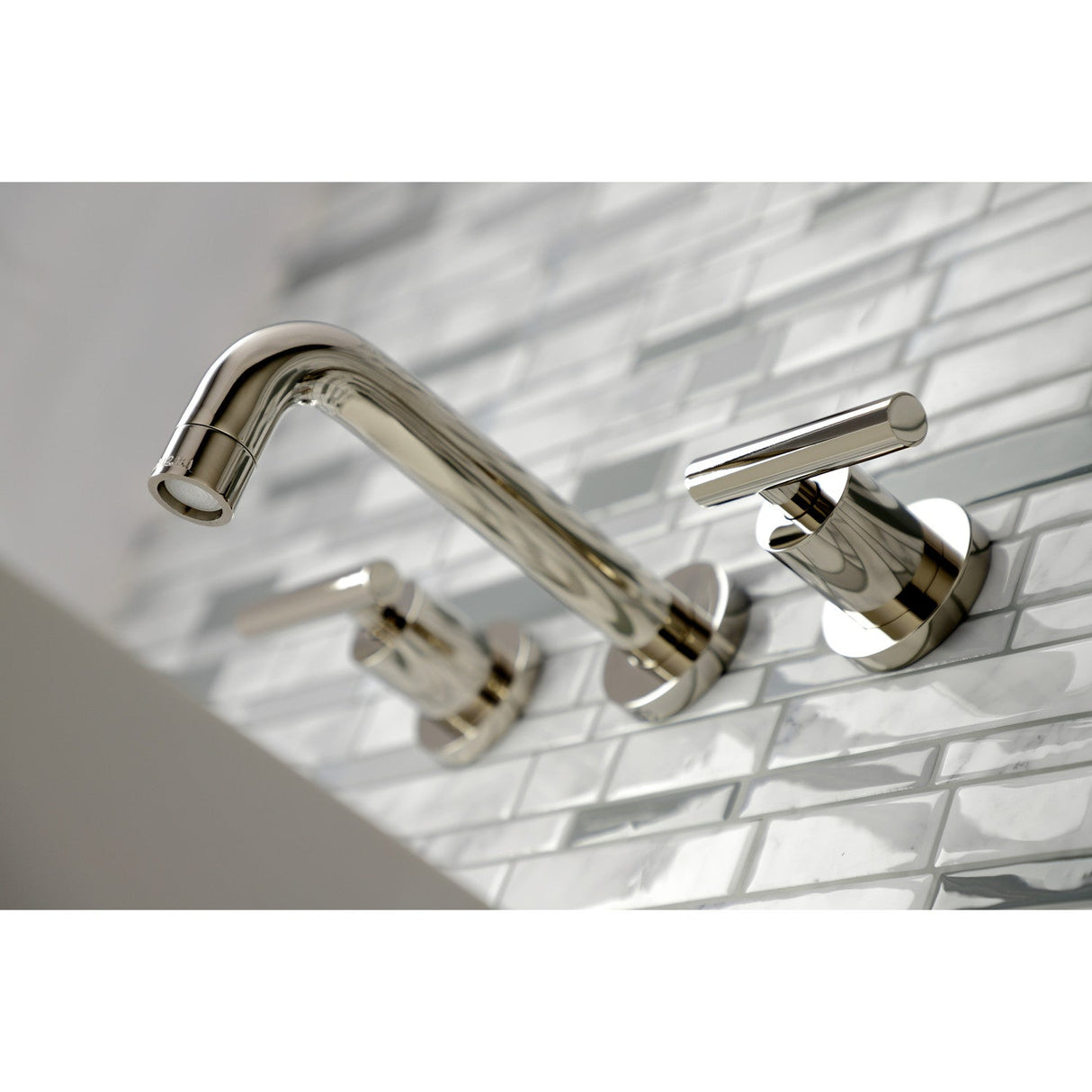 Manhattan KS8126CML Two-Handle 3-Hole Wall Mount Bathroom Faucet, Polished Nickel