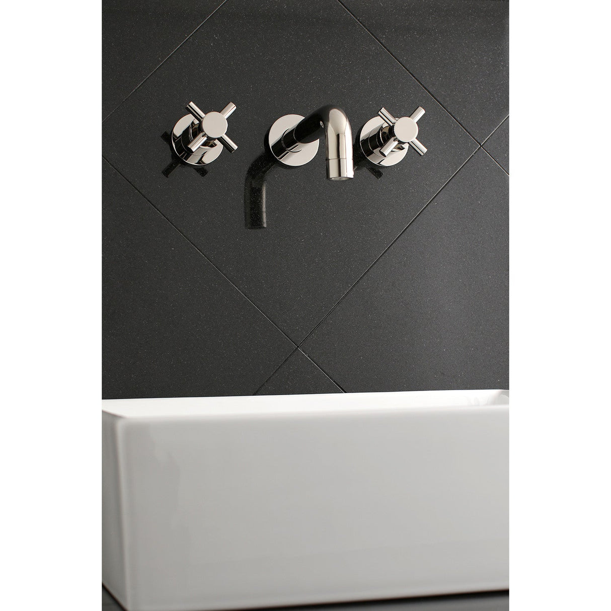 Concord KS8126DX Two-Handle 3-Hole Wall Mount Bathroom Faucet, Polished Nickel