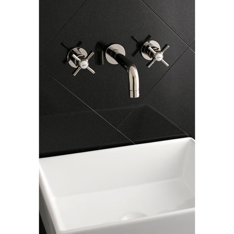 Millennium KS8126ZX Two-Handle 3-Hole Wall Mount Bathroom Faucet, Polished Nickel