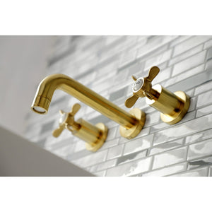 Essex KS8127BEX Two-Handle 3-Hole Wall Mount Bathroom Faucet, Brushed Brass