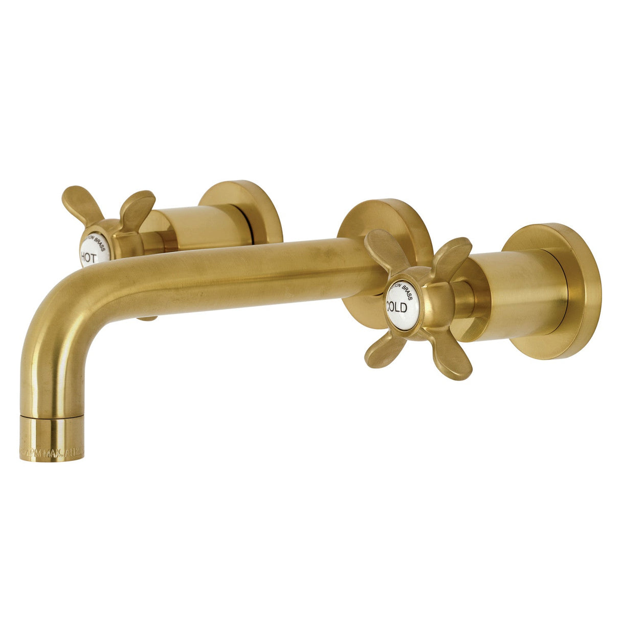 Essex KS8127BEX Two-Handle 3-Hole Wall Mount Bathroom Faucet, Brushed Brass