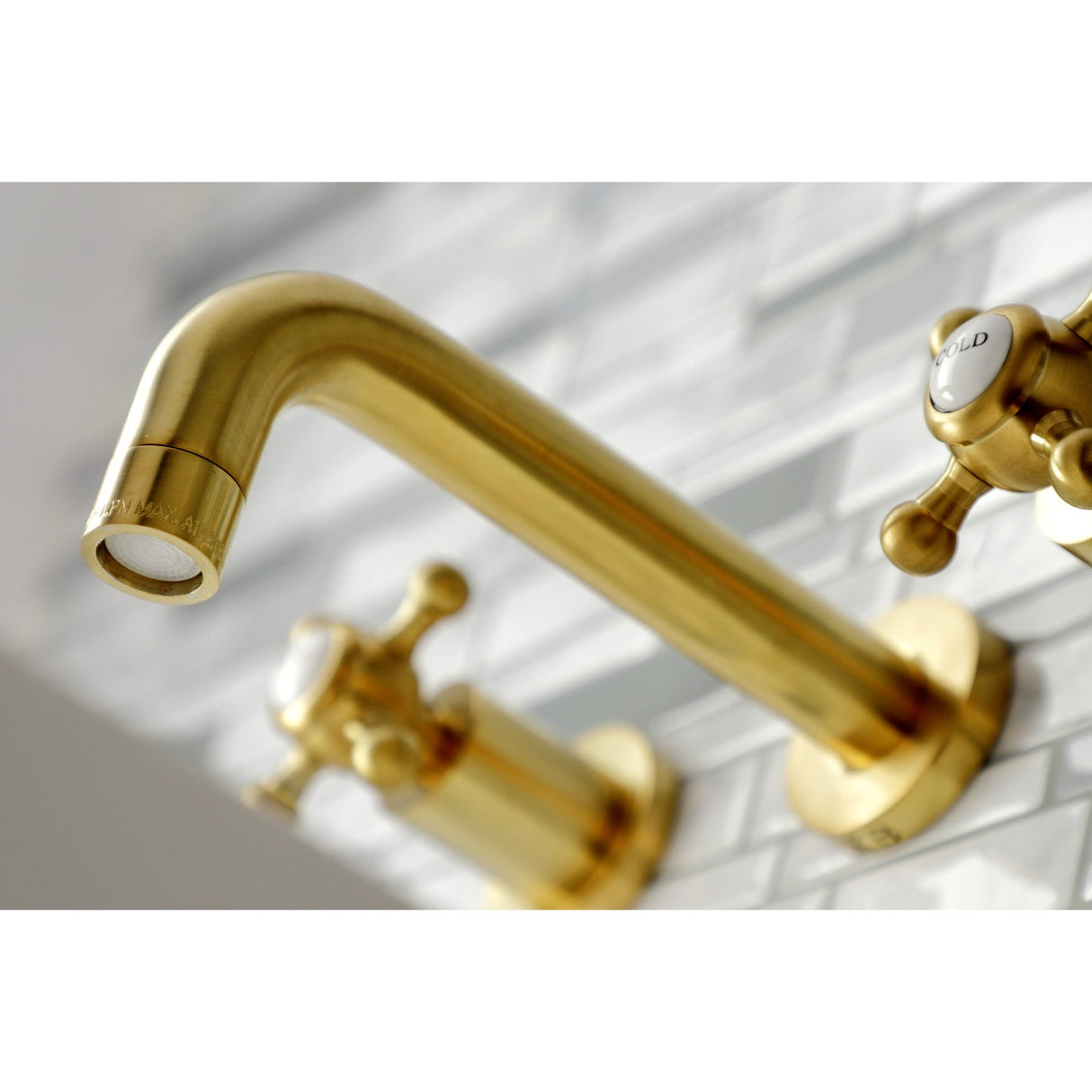 Metropolitan KS8127BX Two-Handle 3-Hole Wall Mount Bathroom Faucet, Brushed Brass